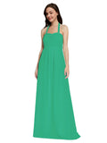 Long A-Line Sweetheart Halter Sleeveless Emerald Green Chiffon Bridesmaid Dress Lottie
