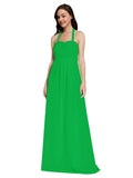 Long A-Line Sweetheart Halter Sleeveless Green Chiffon Bridesmaid Dress Lottie