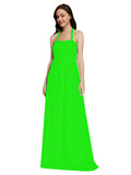 Long A-Line Sweetheart Halter Sleeveless Lime Green Chiffon Bridesmaid Dress Lottie