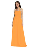 Long A-Line Sweetheart Halter Sleeveless Orange Chiffon Bridesmaid Dress Lottie