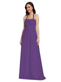 Long A-Line Sweetheart Halter Sleeveless Plum Purple Chiffon Bridesmaid Dress Lottie