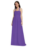 Long A-Line Sweetheart Halter Sleeveless Purple Chiffon Bridesmaid Dress Lottie