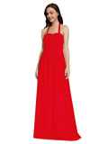 Long A-Line Sweetheart Halter Sleeveless Red Chiffon Bridesmaid Dress Lottie