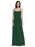 Long A-Line Spaghetti Straps Sleeveless Dark Green Chiffon Bridesmaid Dress Owen