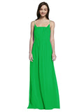 Long A-Line Spaghetti Straps Sleeveless Green Chiffon Bridesmaid Dress Owen