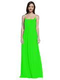 Long A-Line Spaghetti Straps Sleeveless Lime Green Chiffon Bridesmaid Dress Owen