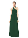 Long Empire Halter Sleeveless Dark Green Chiffon Bridesmaid Dress Kennedy