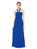 Long Empire Halter Sleeveless Royal Blue Chiffon Bridesmaid Dress Kennedy