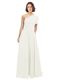 Ivory A-Line One Shoulder Long Bridesmaid Dress Josephine