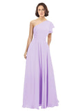 Lilac A-Line One Shoulder  Long Bridesmaid Dress Josephine