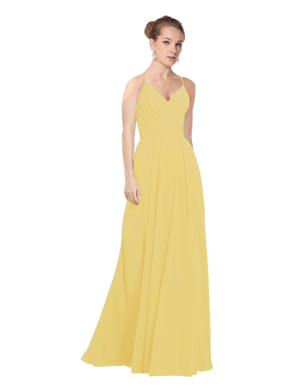 Daffodil A-Line V-Neck Long Bridesmaid Dress Maria