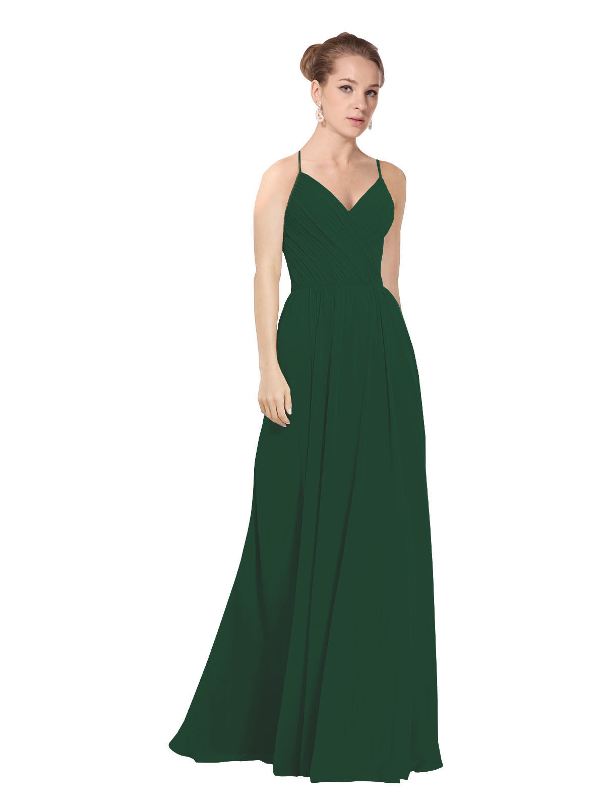 Dark Green A-Line V-Neck Long Bridesmaid Dress Maria