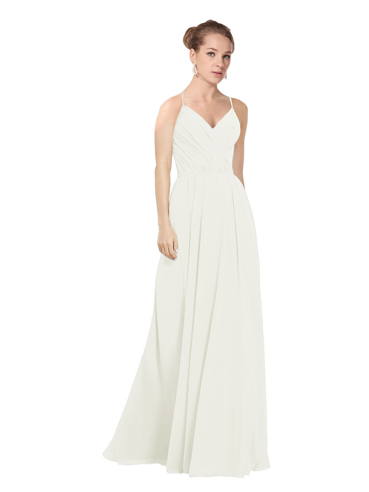 Ivory A-Line V-Neck Long Bridesmaid Dress Maria