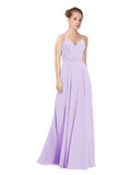 Lilac A-Line V-Neck Long Bridesmaid Dress Maria