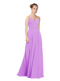 Violet A-Line V-Neck Long Bridesmaid Dress Maria