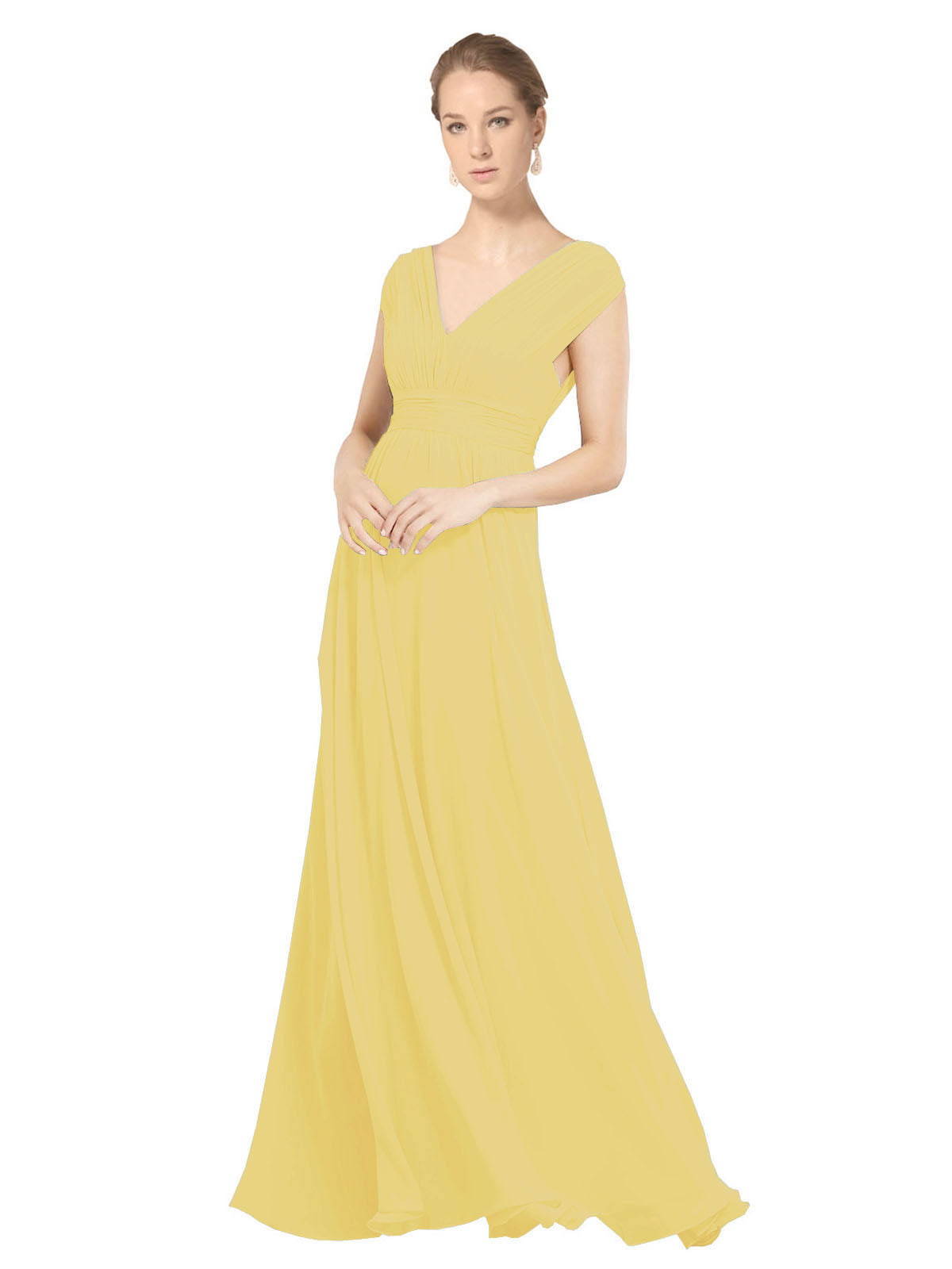 Daffodil A-Line V-Neck Sleeveless Long Bridesmaid Dress Faith