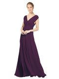 Grape A-Line V-Neck Sleeveless Long Bridesmaid Dress Faith