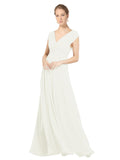 Ivory A-Line V-Neck Sleeveless Long Bridesmaid Dress Faith