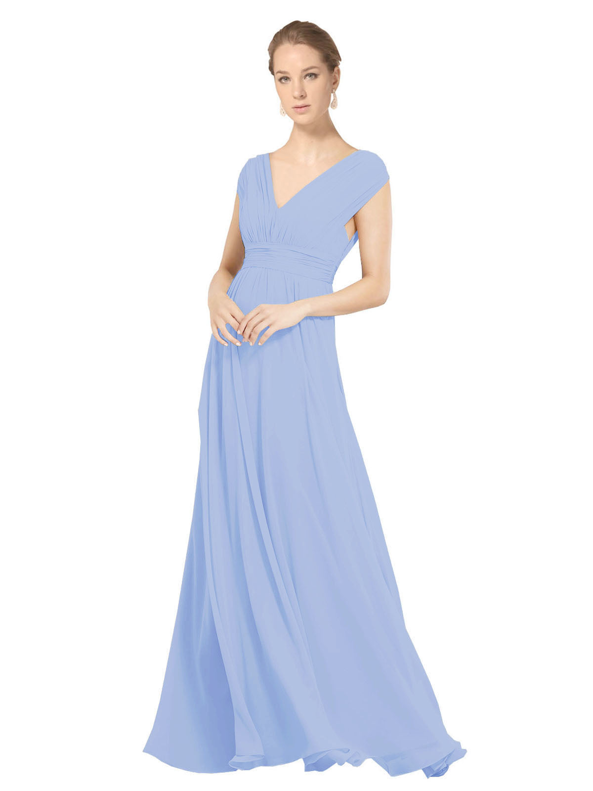 Lavender A-Line V-Neck Sleeveless Long Bridesmaid Dress Faith