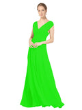 Lime Green A-Line V-Neck Sleeveless Long Bridesmaid Dress Faith