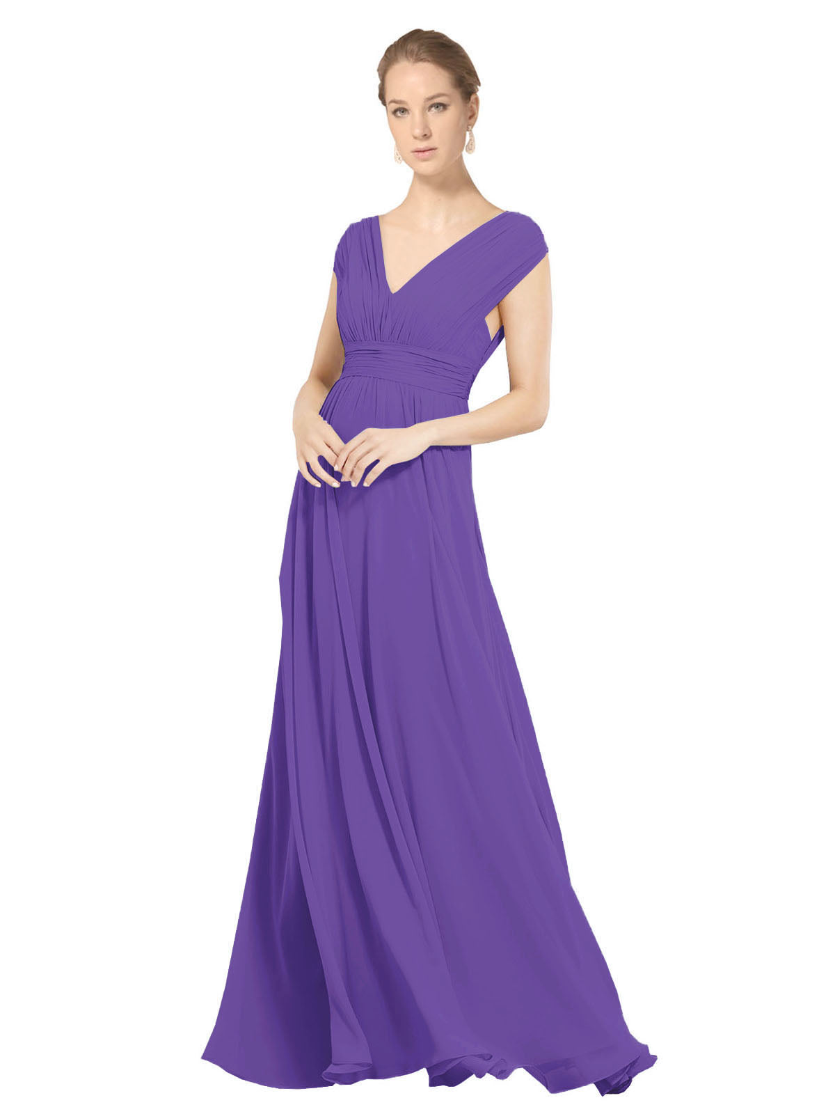 Purple A-Line V-Neck Sleeveless Long Bridesmaid Dress Faith