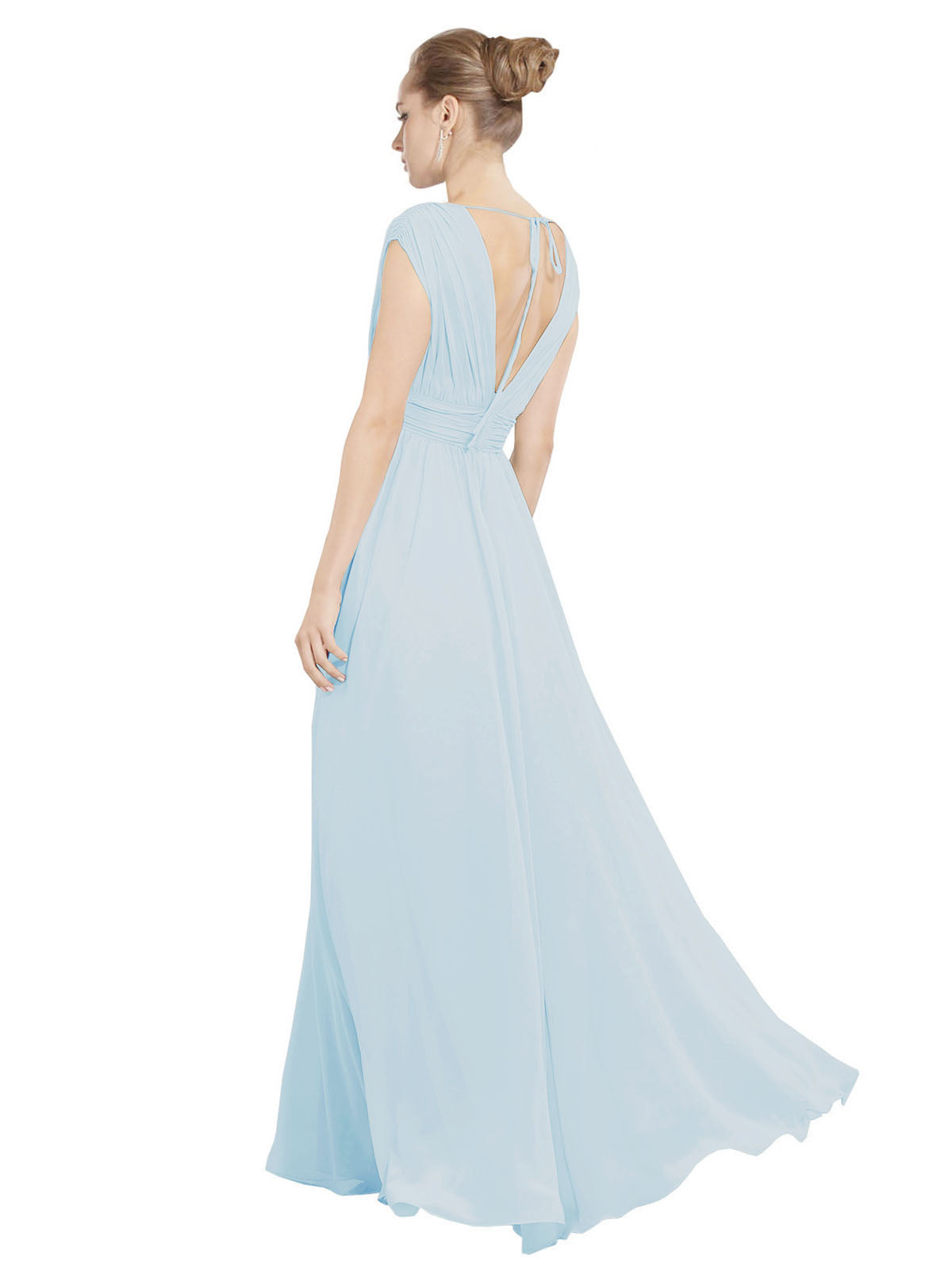 Sea Glass A-Line V-Neck Sleeveless Long Bridesmaid Dress Faith