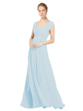 Sea Glass A-Line V-Neck Sleeveless Long Bridesmaid Dress Faith