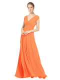 Tangerine Tango A-Line V-Neck Sleeveless Long Bridesmaid Dress Faith
