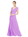 Violet A-Line V-Neck Sleeveless Long Bridesmaid Dress Faith