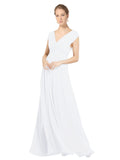 White A-Line V-Neck Sleeveless Long Bridesmaid Dress Faith