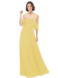 Daffodil A-Line Off the Shoulder Off the Shoulder Long Bridesmaid Dress Katherine