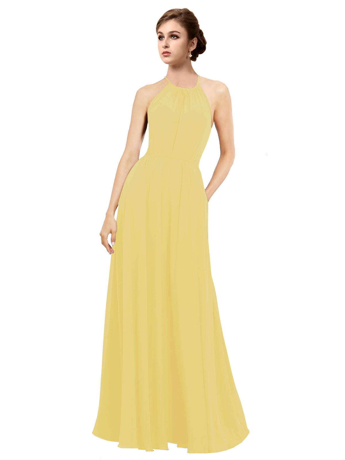 Daffodil A-Line Halter Sleeveless Long Bridesmaid Dress Taylor
