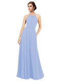 Lavender A-Line Halter Sleeveless Long Bridesmaid Dress Taylor