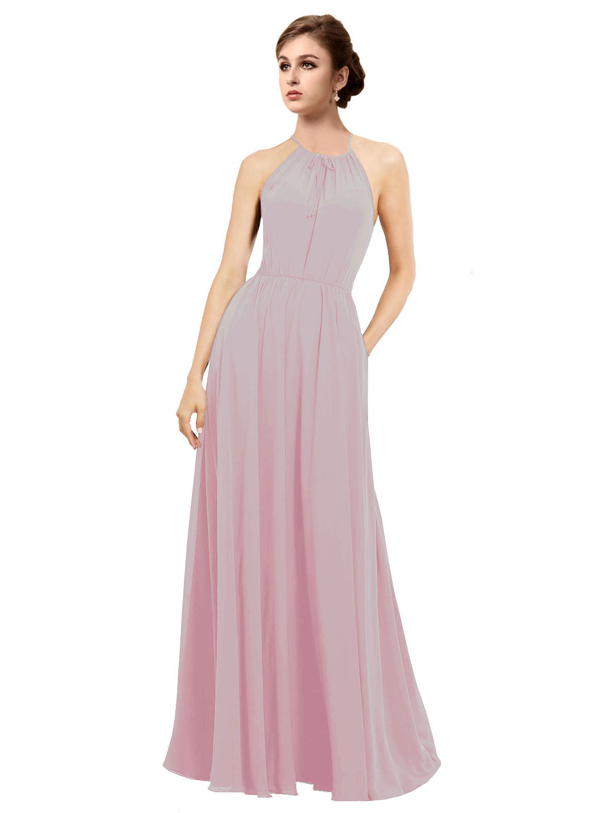 Primrose A-Line Halter Sleeveless Long Bridesmaid Dress Taylor