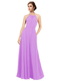 Violet A-Line Halter Sleeveless Long Bridesmaid Dress Taylor