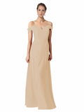 Champagne A-Line Sweetheart Off the Shoulder Long Bridesmaid Dress Alyssa