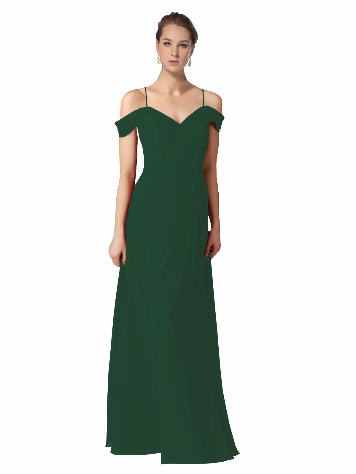 Dark Green A-Line Sweetheart Off the Shoulder Long Bridesmaid Dress Alyssa