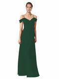 Dark Green A-Line Sweetheart Off the Shoulder Long Bridesmaid Dress Alyssa
