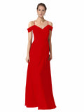 Dark Red A-Line Sweetheart Off the Shoulder Long Bridesmaid Dress Alyssa