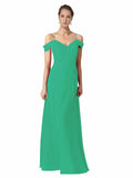 Emerald Green A-Line Sweetheart Off the Shoulder Long Bridesmaid Dress Alyssa