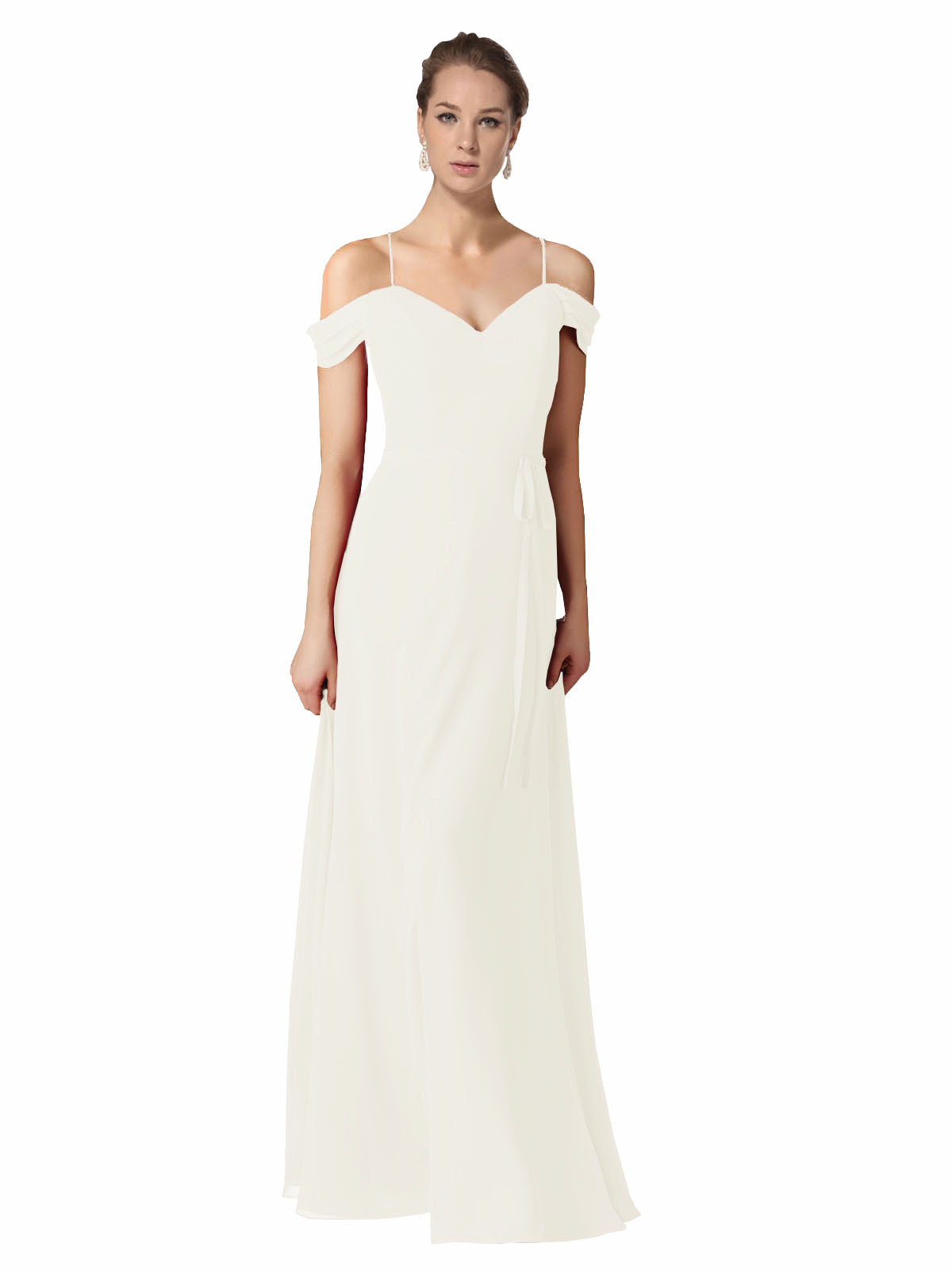 Ivory A-Line Sweetheart Off the Shoulder Long Bridesmaid Dress Alyssa