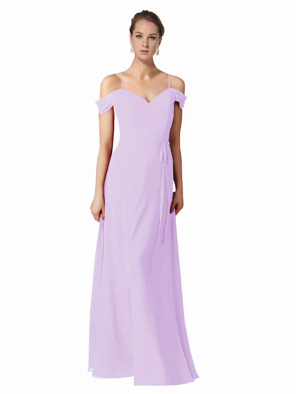 Lilac A-Line Sweetheart Off the Shoulder Long Bridesmaid Dress Alyssa