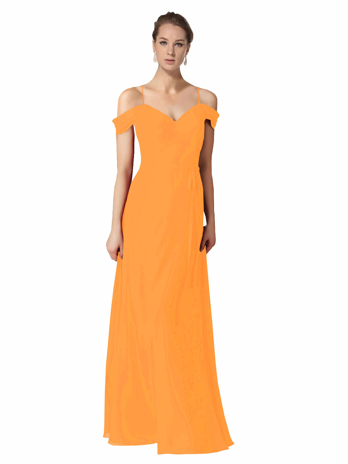 Orange A-Line Sweetheart Off the Shoulder Long Bridesmaid Dress Alyssa