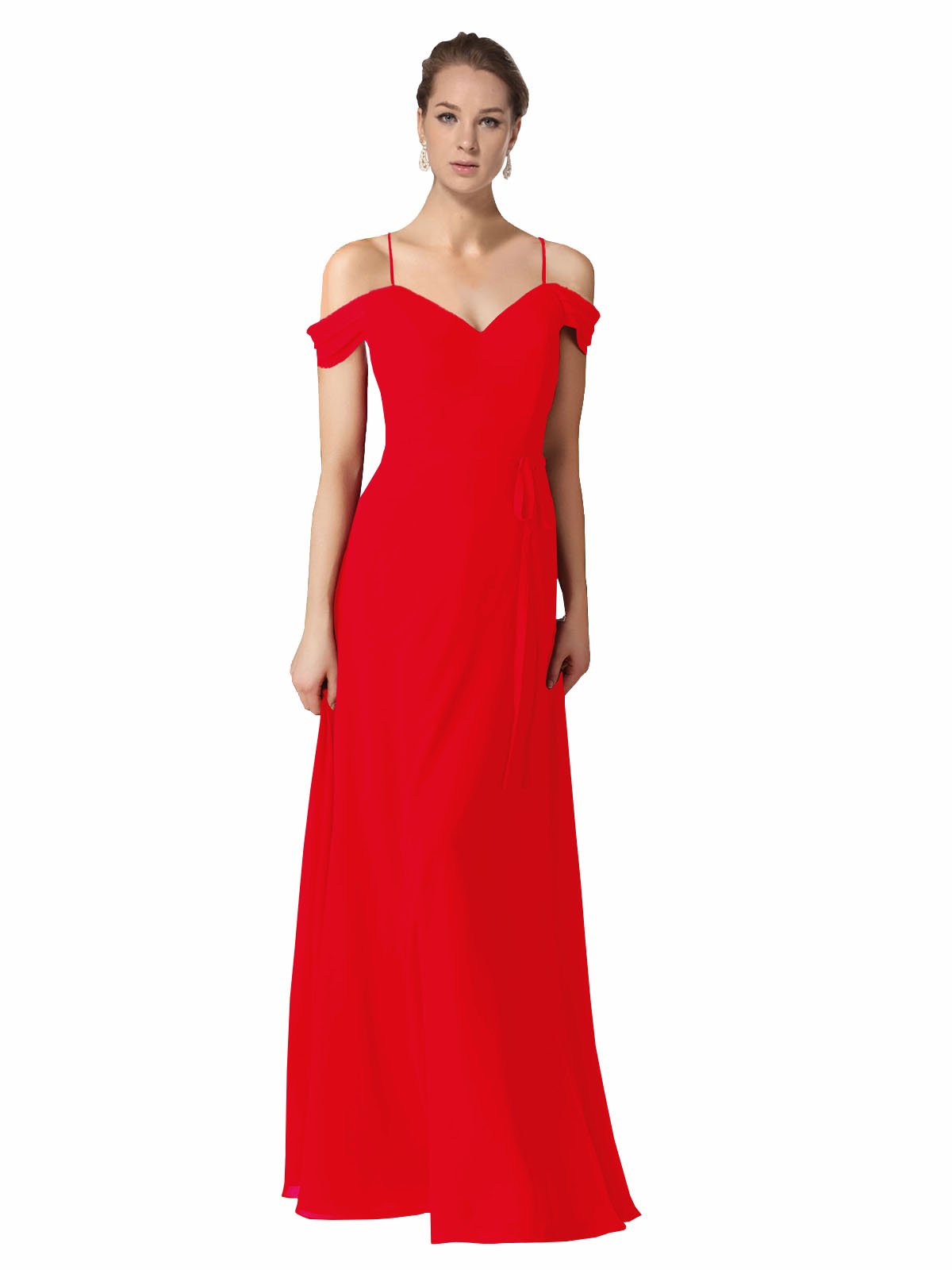 Red A-Line Sweetheart Off the Shoulder Long Bridesmaid Dress Alyssa