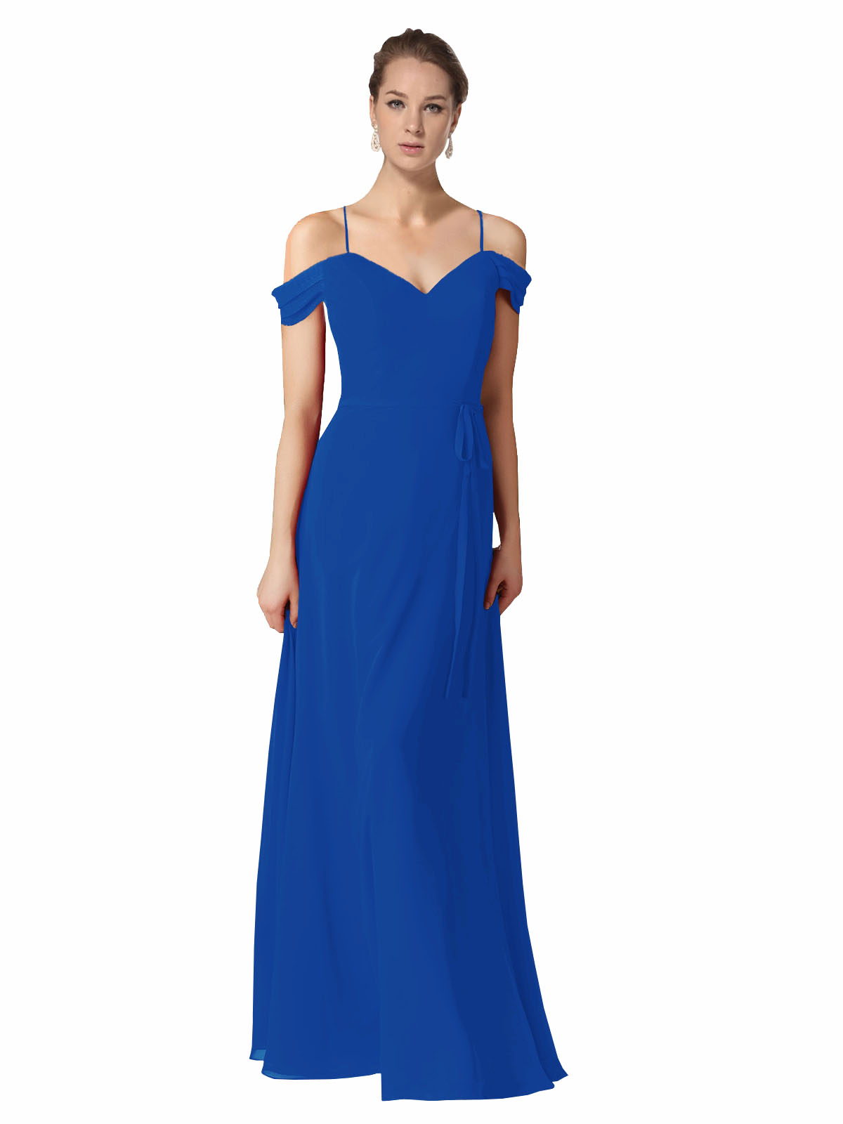 Royal Blue A-Line Sweetheart Off the Shoulder Long Bridesmaid Dress Alyssa