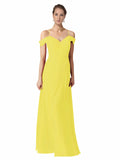 Yellow A-Line Sweetheart Off the Shoulder Long Bridesmaid Dress Alyssa
