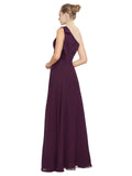 Wholesale A-Line One Shoulder Floor Length One Shoulder Long Grape Bridesmaid Dresses Rose