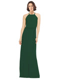 Dark Green A-Line Jewel Sleeveless Long Bridesmaid Dress Ariel