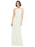Ivory A-Line Jewel Sleeveless Long Bridesmaid Dress Ariel