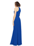 Royal Blue A-Line Jewel Sleeveless Long Bridesmaid Dress Ariel